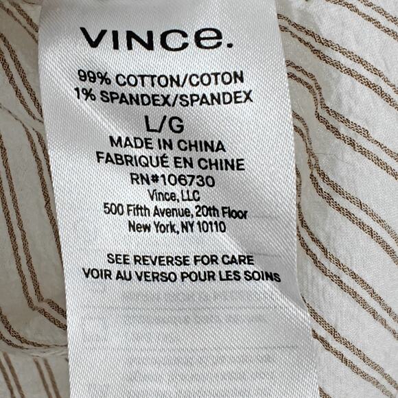 Vince Double Bar Striped Boxy Button Front Shirt Size Large Crinkle Gauze Top - Picture 10 of 12